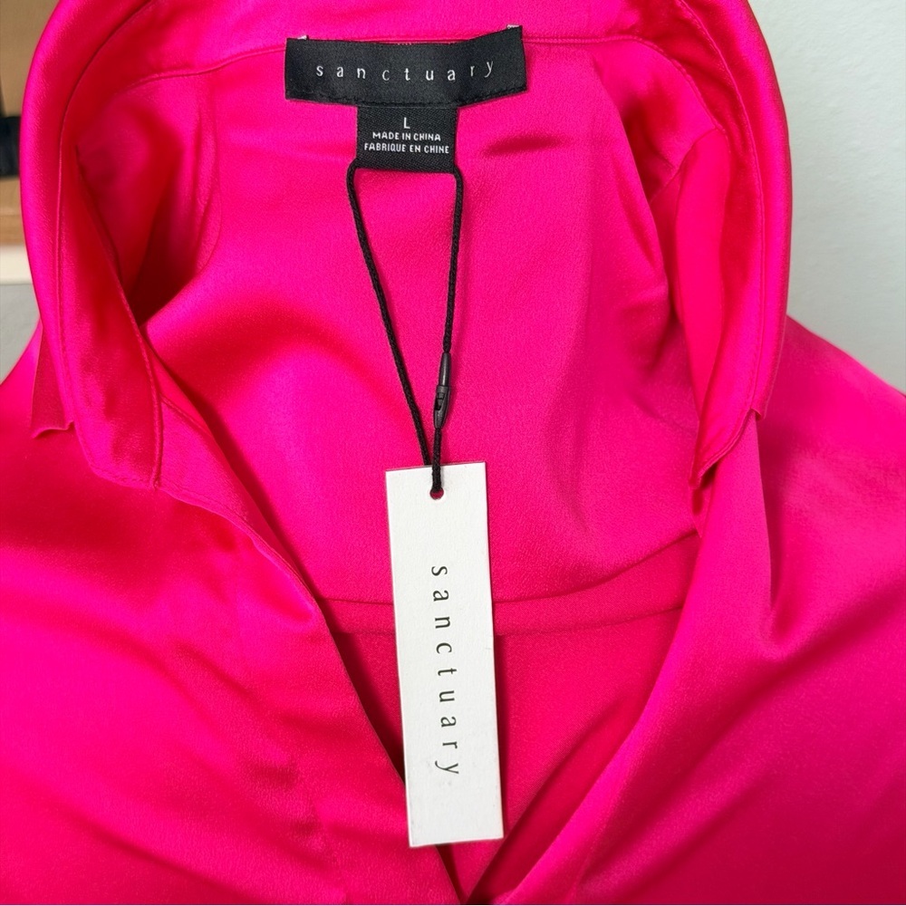 Sanctuary Hot Pink Satin Shirt - Picture 11 of 14